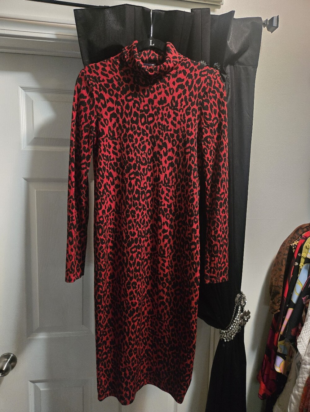 ZARA Red Leopard Print Turtleneck Dress - Sz M